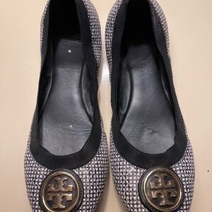 Tory Burch Black and White Ballet Flats